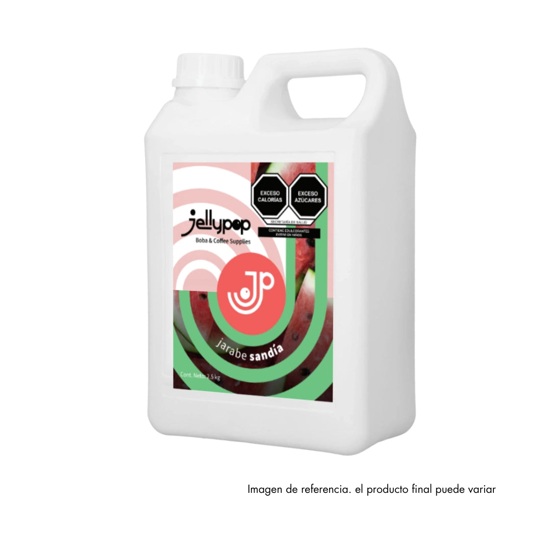 Imagen de Jarabe de Sandía de Jellypop. Jarabe concentrado con sabor intenso y dulce. Perfecto para endulzar y dar sabor a frappés, bubble teas y cócteles.