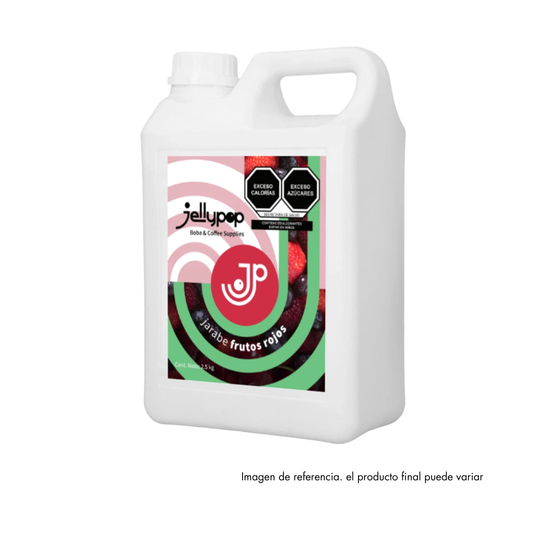 Imagen de Jarabe de Frutos Rojos de Jellypop. Jarabe concentrado con sabor intenso y dulce. Perfecto para endulzar y dar sabor a frappés, bubble teas y cócteles.